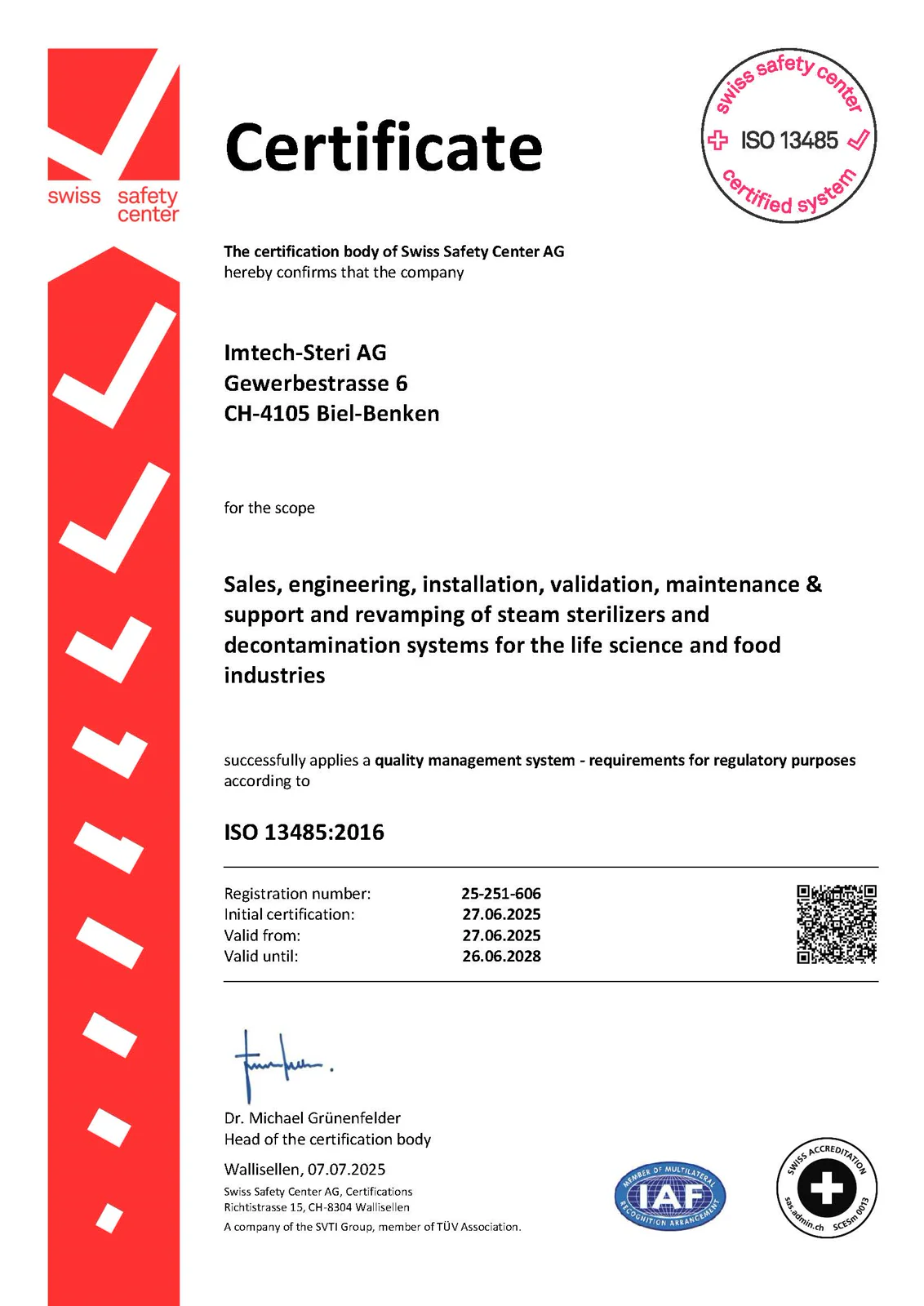 ISO 13485 Certificate